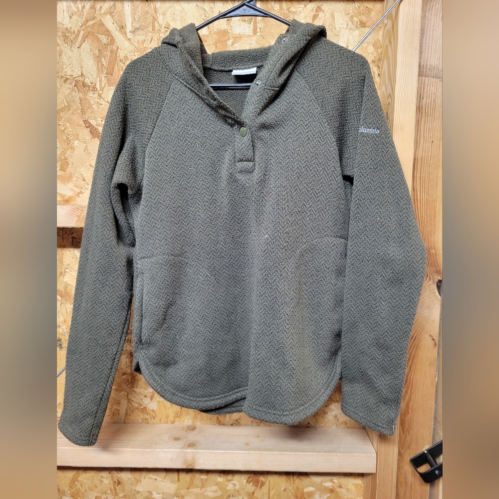 Columbia Olive Hooded Fleece Mens Size Small‎